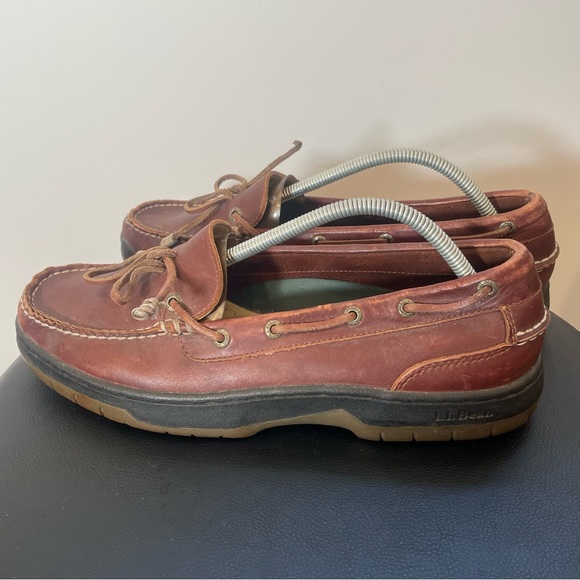 LL Bean Camp Moc Handsewn Moccasins Boat Shoe Leather 05455 Mens Size 11 Brown - Picture 1 of 9